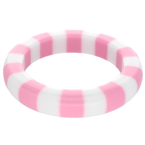 66 mm thick opaque resin bead bracelet - White - Pink x1