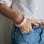 64 mm thick bangle made of opaque resin - White - Pink x1