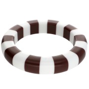 66 mm thick opaque resin bead bracelet - White - Brown x1