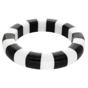 66 mm thick opaque resin bead bracelet - White - Black x1