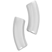 Curved tube beads 35x11 mm in opaque acrylic - Silver x6