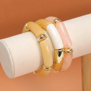 Curved tube beads 35x11 mm in opaque acrylic - Silver x6