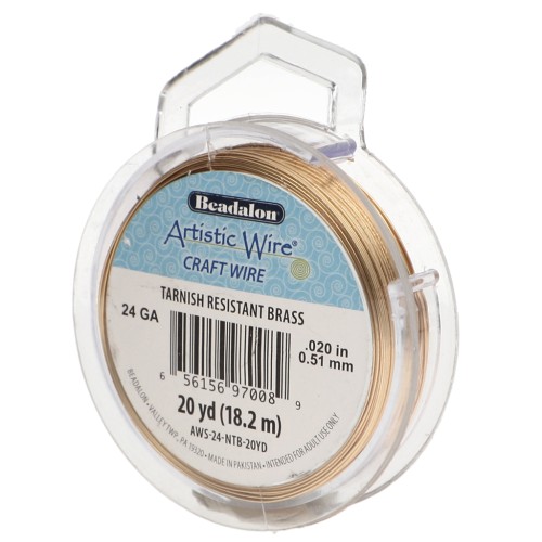 Artistic Wire Brass Wire 0.51 mm - Raw, Anti-Tarnish Coated x18.2 m