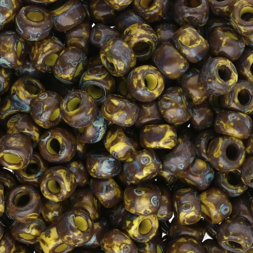 Rocaille Miyuki 6/0 4519 - Opaque Dark Yellow Picasso x8g