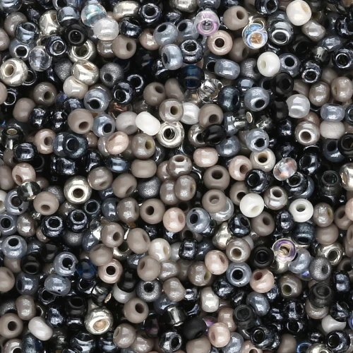 Preciosa Seed Beads 11/0 2 mm - Assorted Silver, Black, and White - 20 g