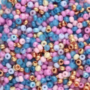 Preciosa Seed Beads 11/0 2 mm - Assorted Pink, Rose Gold, and Blue - 20 g