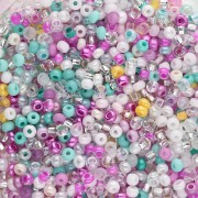 Preciosa Seed Beads 11/0 2 mm - Crystal Mix - Pink - Mint x20g