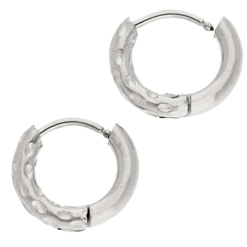 Reversible hammered round hoop 13 mm - Wire 2.5 mm - Stainless steel 316L and 201 x2