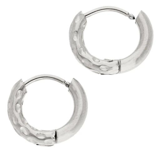 Reversible hammered round hoop 13 mm - Wire 2.5 mm - Stainless steel 316L and 201 x2