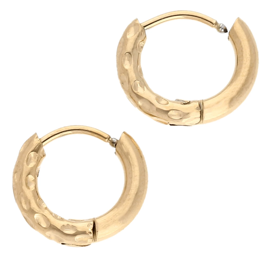 Reversible hammered round hoop 13mm Wire 2.5 mm Stainless steel 316L ...