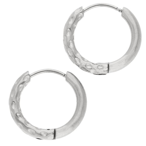 Reversible hammered round hoop 17 mm - Wire 2.5 mm - Stainless steel 316L and 201 x2