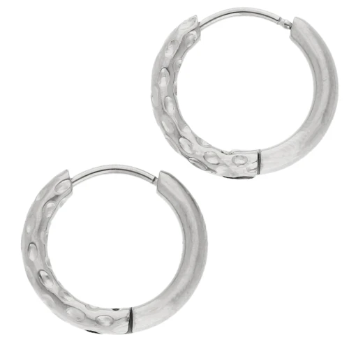 Reversible hammered round hoop 17 mm - Wire 2.5 mm - Stainless steel 316L and 201 x2