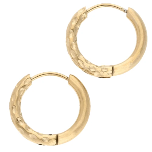 Reversible hammered round hoop 17mm Wire 2.5 mm Stainless steel 316L and 201 Gold x2