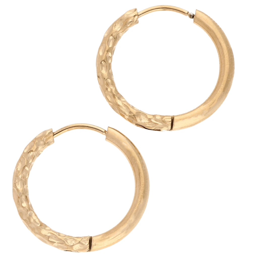 Reversible hammered round hoop 21mm Wire 2.5 mm Stainless steel 316L ...