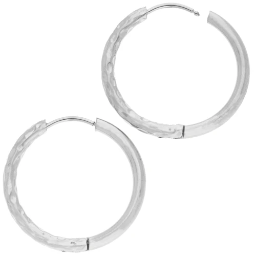 Reversible hammered round hoop 25 mm - Wire 2.5 mm - Stainless steel 316L and 201 x2
