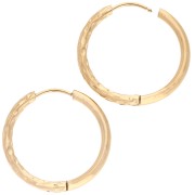 Reversible hammered round hoop 25mm Wire 2.5 mm Stainless steel 316L and 201 Gold x2