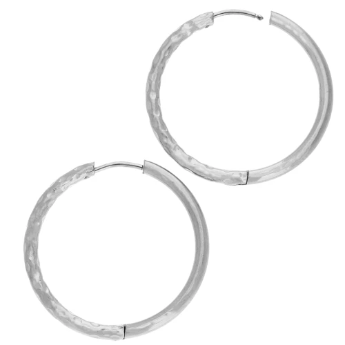 Reversible hammered round hoop 30 mm - Wire 2.5 mm - Stainless steel 316L and 201 x2