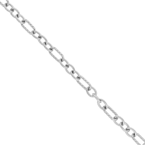 Fancy alternating 6 mm brushed & twisted chain - 304 stainless steel x50cm