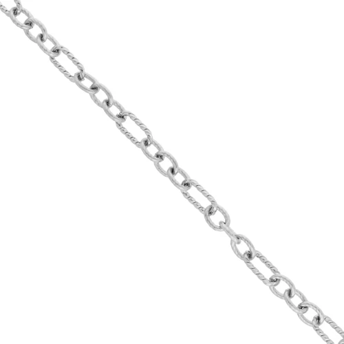 Fancy alternating 6 mm brushed & twisted chain - 304 stainless steel x50cm