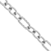 Fancy alternating 6 mm brushed & twisted chain - 304 stainless steel x50cm