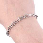 Fancy alternating 6 mm brushed & twisted chain - 304 stainless steel x50cm