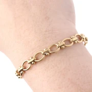 Fancy 7.6 mm link chain - 304 stainless steel, gold-plated x50cm