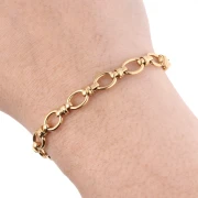 Fancy 7 mm mesh chain - 304 stainless steel, gold-plated x50cm