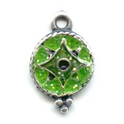 Charm Enamelled Green with spangles  9mm x1
