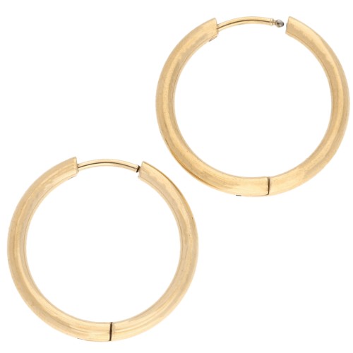 Round hoop earrings 23 mm - Wire 2.5 mm - Stainless steel 316L Gold x2