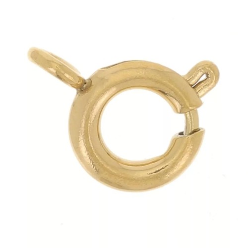 5 mm spring clasps with closed ring - Stainless steel 316L Gold x10