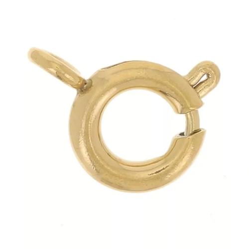 5 mm spring clasps with closed ring - Stainless steel 316L Gold x10
