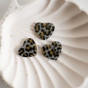 21x18 mm Acetate Heart Pendant - Black Leopard Glitter - Yellow x1