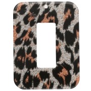 40x30 mm hollow rectangle acrylic pendant - Black Leopard Glitter - Orange