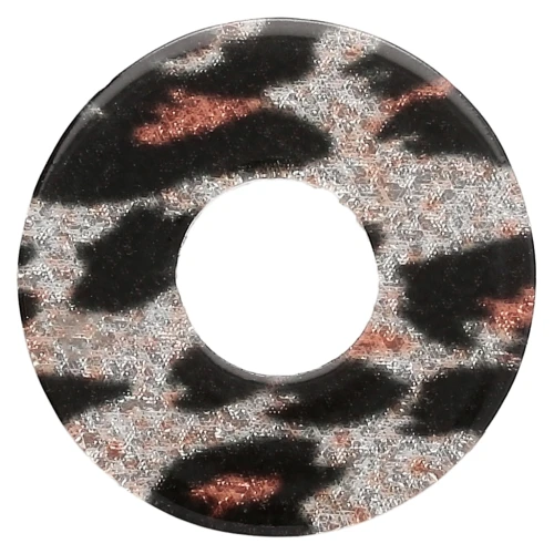 20 mm Acetate Donuts Pendant - Black Leopard Glitter - Orange x1