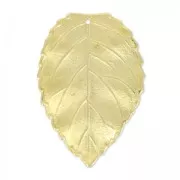 Leaf pendant 34mm satin gold tone x1