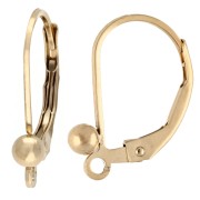 16 mm sleeper with open ring - small ball - Gold filled (laminated gold) x2