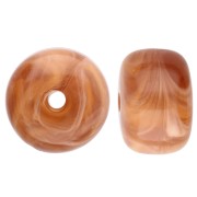 White - 14.5x9 mm large-hole roundel beads in opaque acrylic - Marbled Brown x20 14.5x9 mm large-hole roundel beads in opaque acrylic - Marbled Brown x20