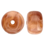 14.5x9 mm large-hole roundel beads in opaque acrylic - Marbled Brown x20