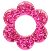 14 mm acrylic flower pendant - Fuschia glitter x1