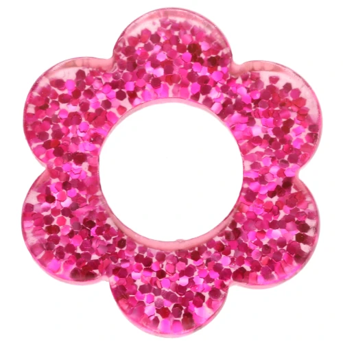14 mm acrylic flower pendant - Fuschia glitter x1