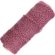 3 mm braided cotton cord - made in France - Multi rose - Grey x100m
