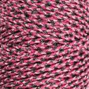 3 mm braided cotton cord - made in France - Multi rose - Grey x100m