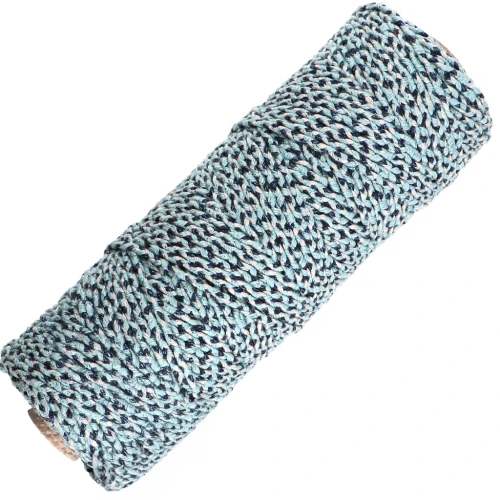 3 mm braided cotton cord - made in France - Dark blue - Light blue x100m