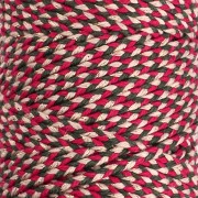 2.5 mm braided cotton cord - made in France - Red - Green - Gold x100m
