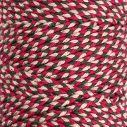 2.5 mm braided cotton cord - made in France - Red - Green - Gold x100m