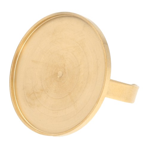 Adjustable thin ring for 25 mm flat bottom cabochon - 304 stainless steel, gold-plated x1