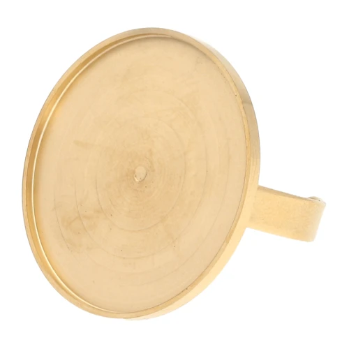 Adjustable thin ring for 25 mm flat bottom cabochon - 304 stainless steel, gold-plated x1