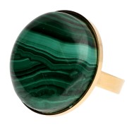 Adjustable thin ring for 25 mm flat bottom cabochon - 304 stainless steel, gold-plated x1