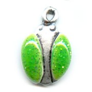 Ladybird charm Enamelled green with spangles 16mm x1|raw }}
