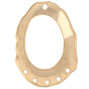 Textured hollow oval chandelier pendant 35x27 mm 5 holes - Gilded with fine gold x1